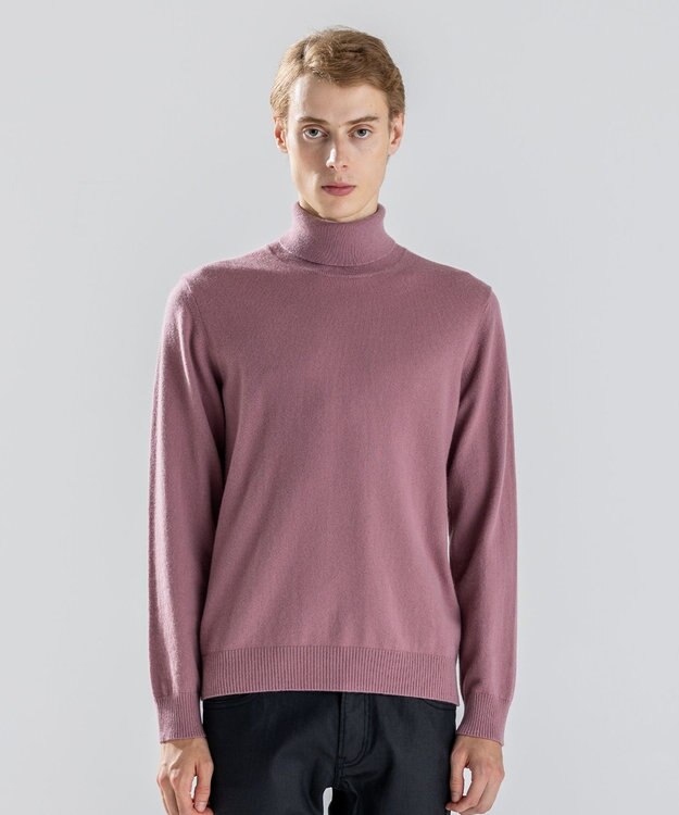 JOSEPH HOMME ピュアカシミヤ　タートルネックニット ピンク系