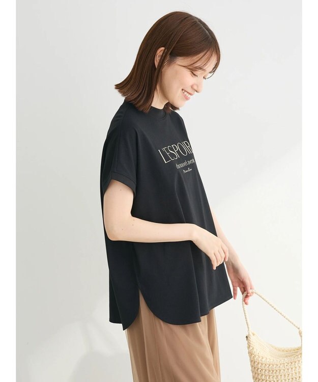 Green Parks 汗染み防止フレンチスリーブロゴＴシャツ Black
