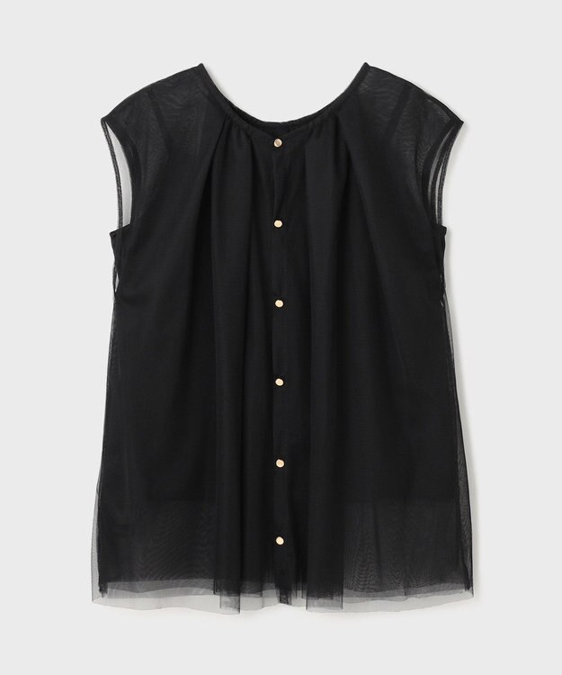 GRACE CONTINENTAL チュールタックノースリーブ ブラック