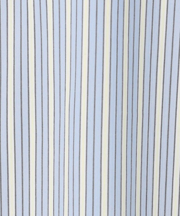 J.PRESS LADIES L 【洗える】BEZコットンナイロン ストライプ シャツカラー ブラウス ブルー×イエローストライプ系1