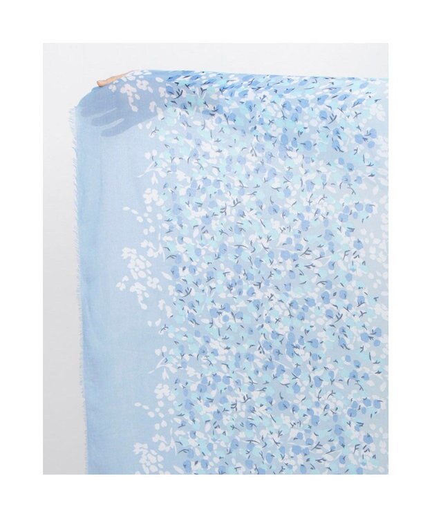 UNBILLION カシュネ cache nez / フラワーボーダー柄プリントストール ブルー