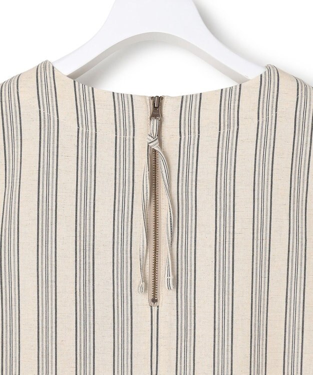 J.PRESS YORK STREET 【WOMEN】リネンストライプ ノースリーブ ワンピース アイボリー系1