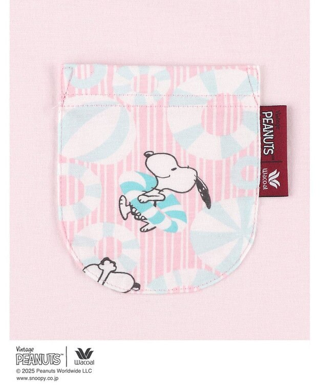 WACOAL ワコール_リラックス＆スリープ パジャマ 3分袖 半袖 8分丈 綿100%(本体) PEANUTS スヌーピー レディース FDT158 /ワコール ピンク