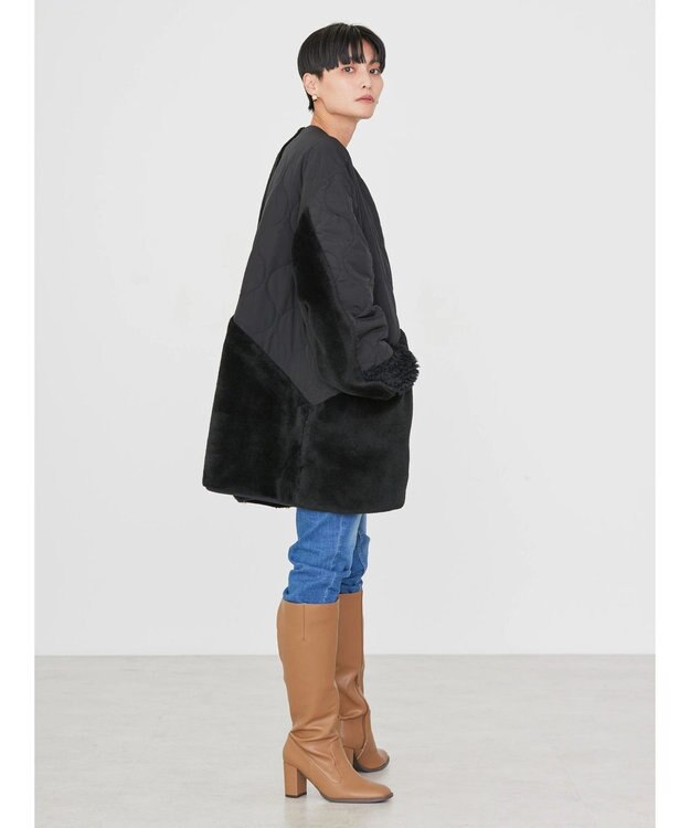 AMERICAN HOLIC キルポカボアＭｉｘキルティングコート Black