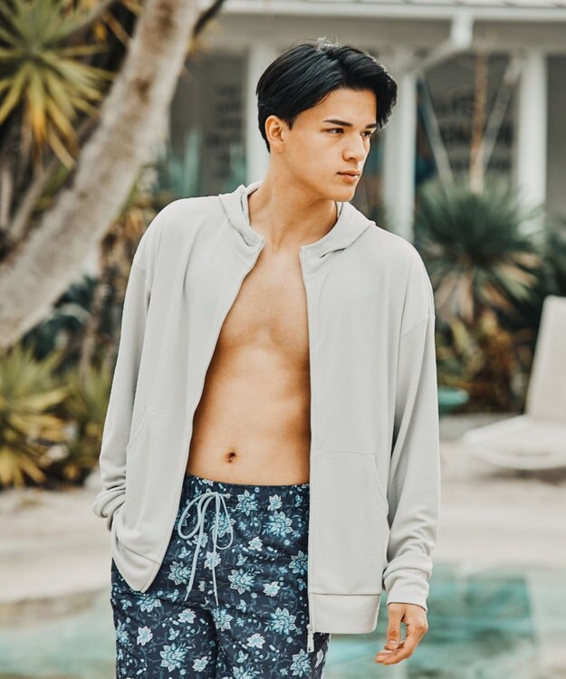 San-ai Resort（三愛水着楽園） ★新色ブルー入荷【UPF50＋】　ユニセックス　サーマルラッシュパーカー　S・M・L　【Reir（レイール）】 ホワイト