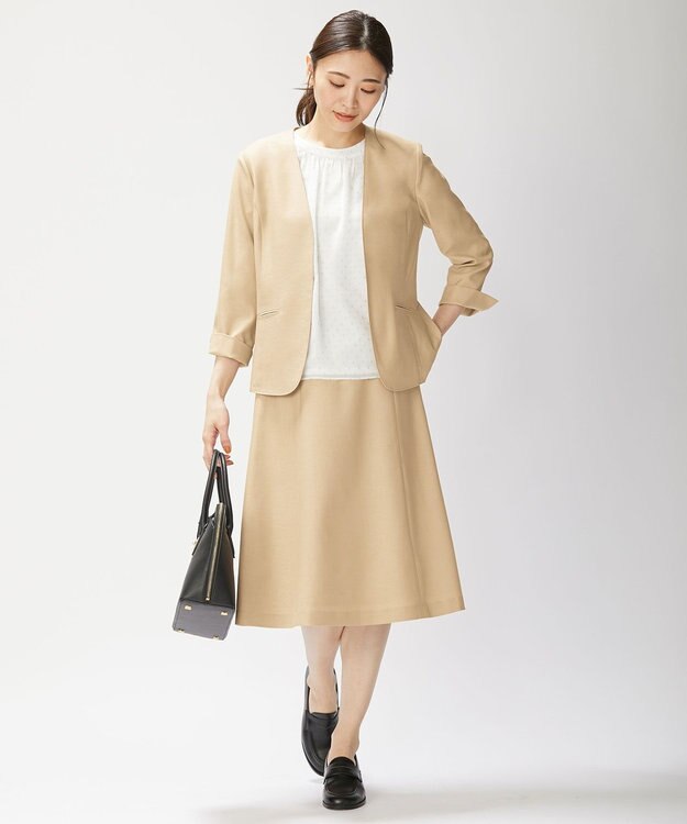 J.PRESS LADIES 【洗える・UVケア・速乾】OXIJEWELストレッチ フレアー スカート キャメル系