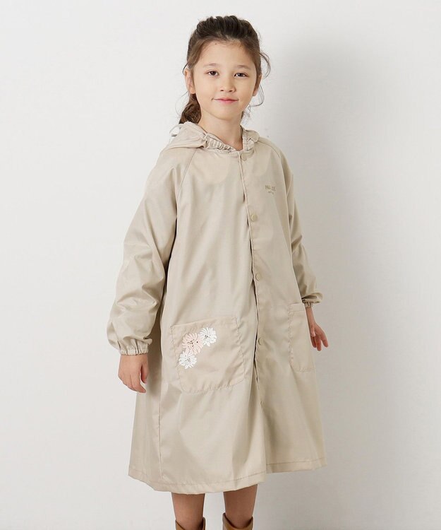 MOONBAT 【ジュニアリュック対応】ポールアンドジョー ポーチ付きキッズレインコート ベージュ
