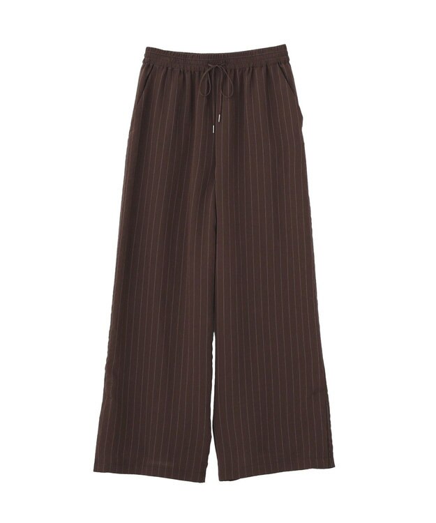 YECCA VECCA 【セットアップ対応】ストライプ柄ワイドパンツ Brown