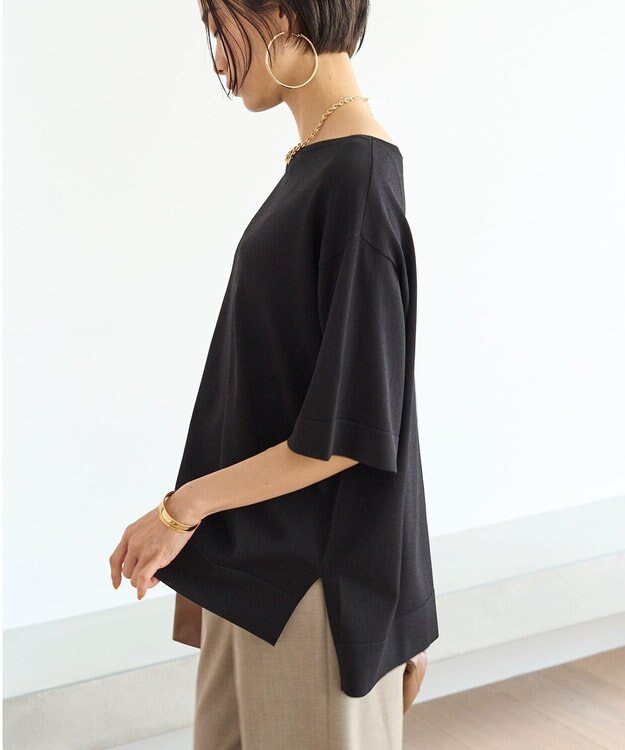 UNFILO スゴ機能 ハーフスリーブニットT ブラック