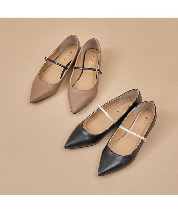 MODE ET JACOMO <carino>【レイン対応】配色ベルトメリージェーン オーク