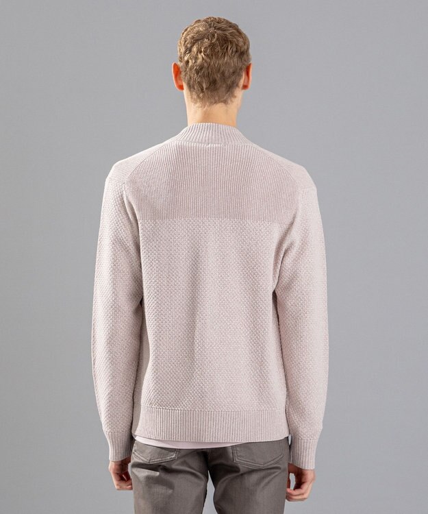 JOSEPH HOMME シルクバルキーハニカム　ジップアップニット ローズ系