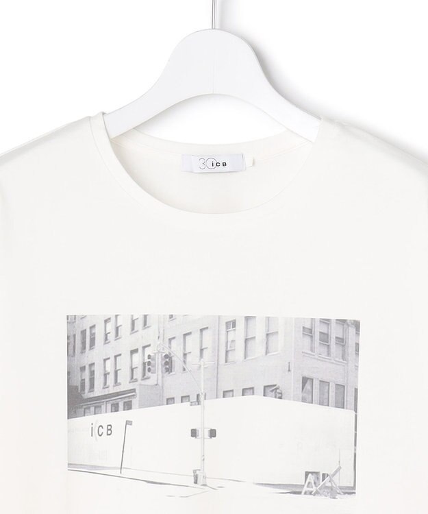 ICB 【30th ANNIVERSARY】New Yorkフォトプリント ロングスリーブTシャツ オフホワイト系