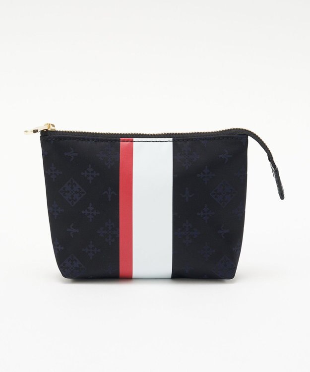 russet ラインプリントポーチ S(Z-227) Black/Navy