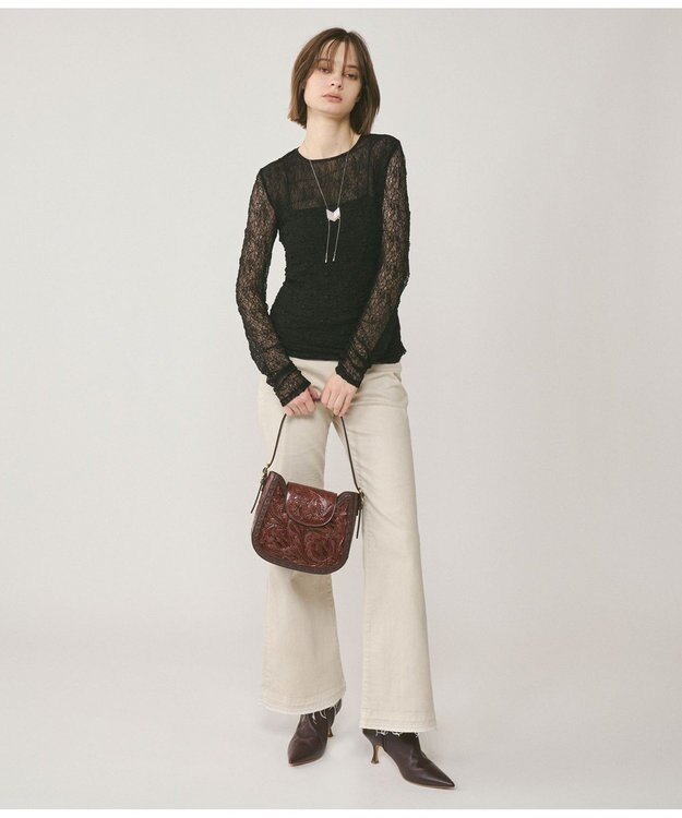 GRACE CONTINENTAL フレアデニムパンツ ベージュ