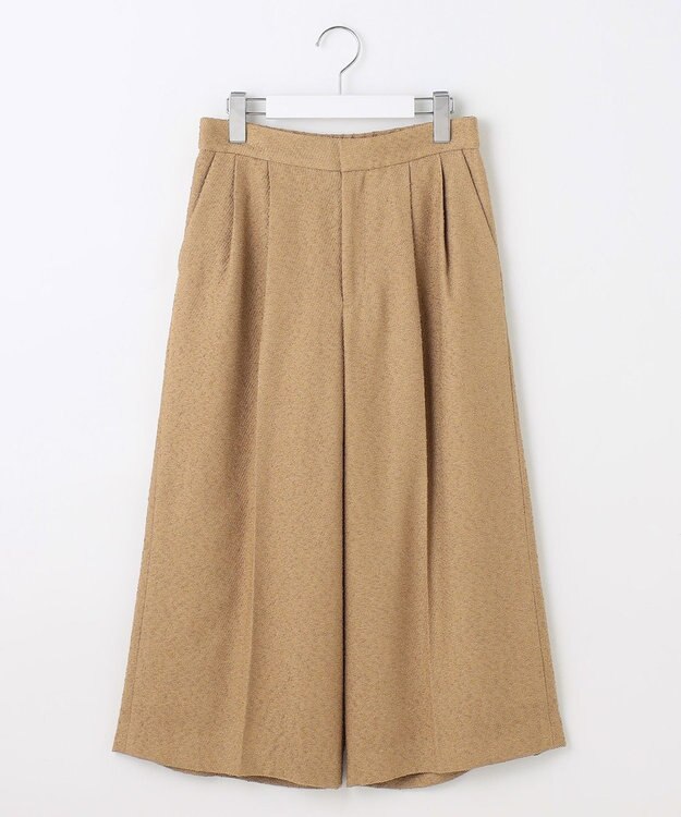 自由区 L 【17号サイズまで展開・SHIHOさん着用】ブライトリングツイード2タッククロップド パンツ ベージュ