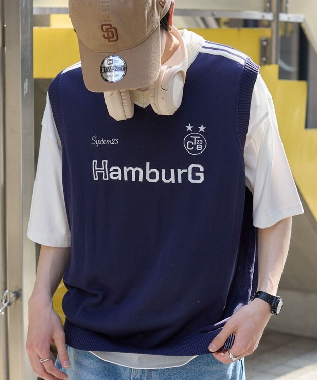 WEGO 【２点SET】アンサンブルゲームロゴニットベスト ネイビー