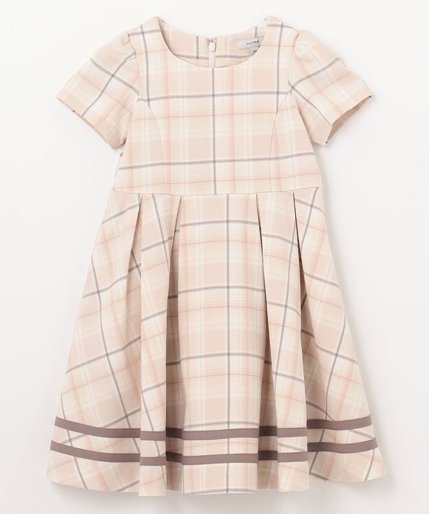 ANY KIDS ジャケット付き チェック ワンピース ピンクベージュ
