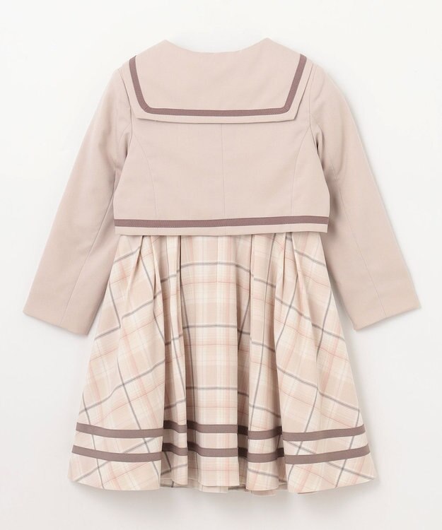 ANY KIDS ジャケット付き チェック ワンピース ピンクベージュ