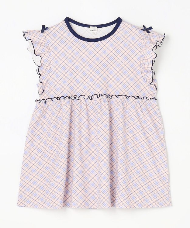 組曲 KIDS 【150-160㎝】 サマーチェックチュニック ピンク