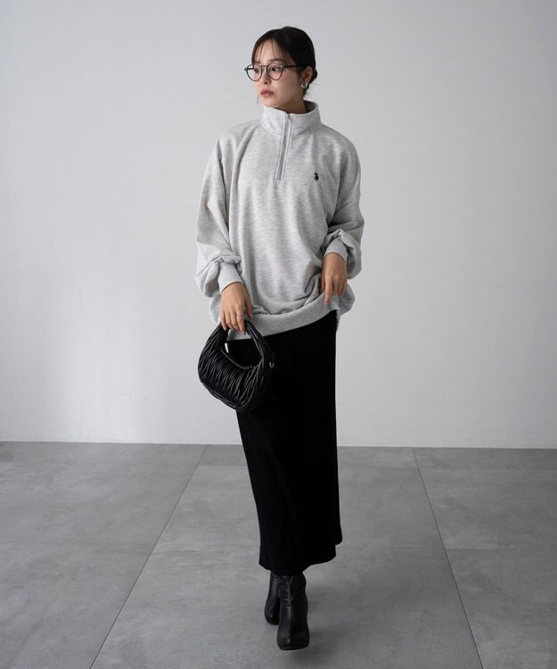 WEGO 【WEB限定/25年秋冬新作/ユニセックス着用ITEM】別注USPOLOハーフZIPPO 杢グレー