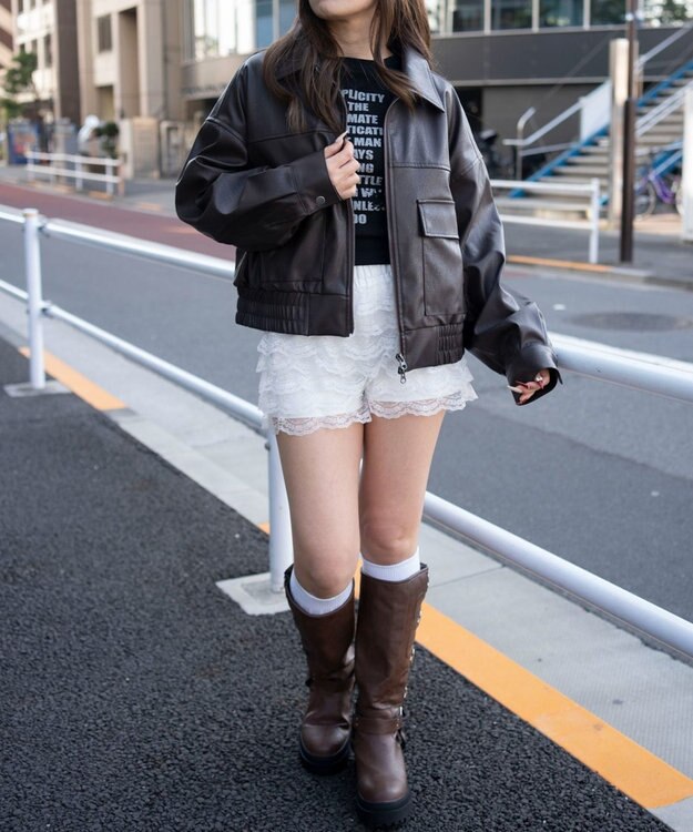 WEGO PUショートジャケット ブラウン