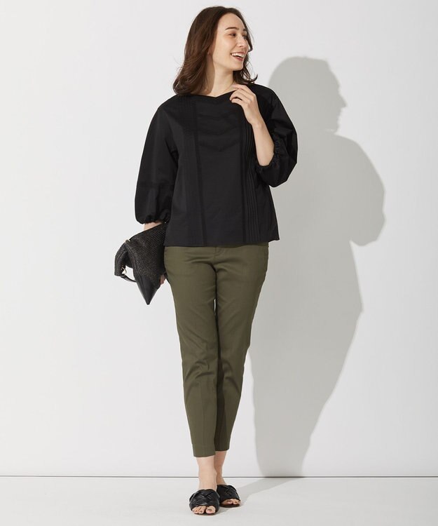 自由区 【接触冷感・撥水防汚加工】COOLMAX テーパードパンツ カーキ系