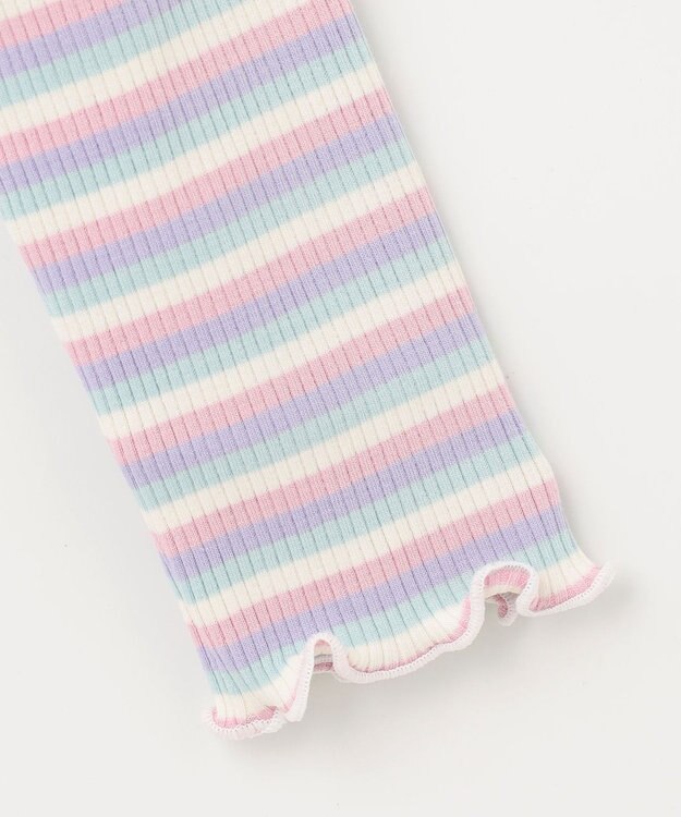 ANY KIDS リボン テレコボーダー Ｔシャツ ラベンダー系