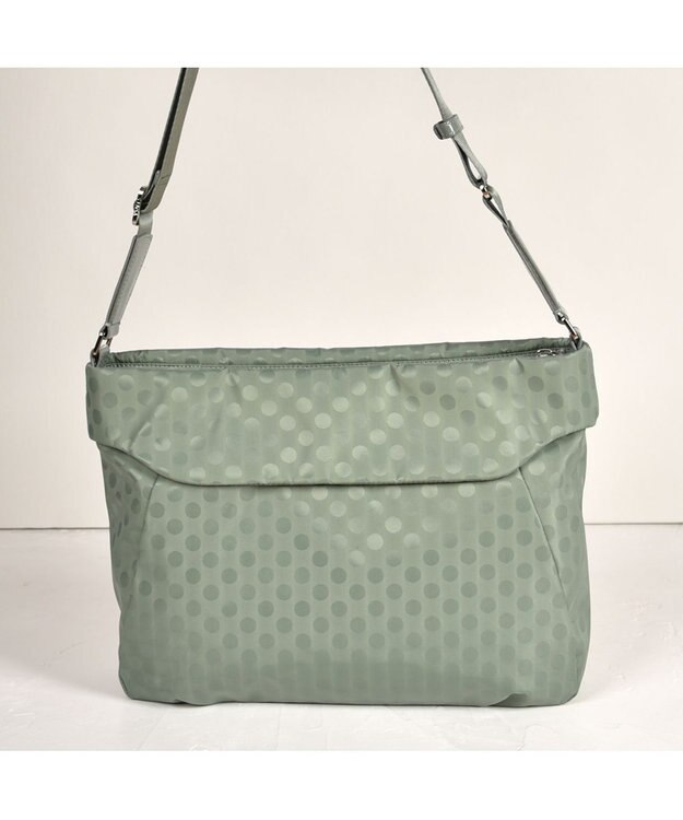 Y'SACCS PolkaDots口折れショルダー　Mサイズ ライトグリーン