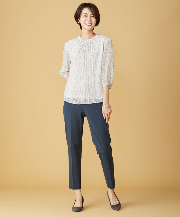 J.PRESS LADIES 【洗える】アルガンシルク テーパード パンツ ダークグリーン系