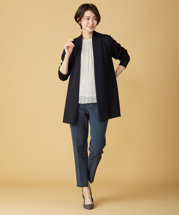 J.PRESS LADIES L 【洗える】アルガンシルク テーパード パンツ ダークグリーン系