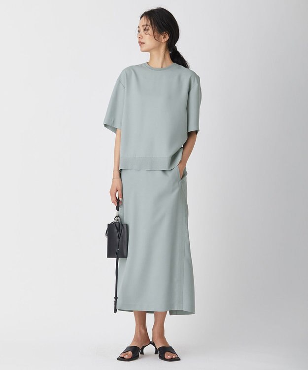 ICB 【新色追加・洗える】 FluidBackSatin Tブラウス ジェイドグレー系