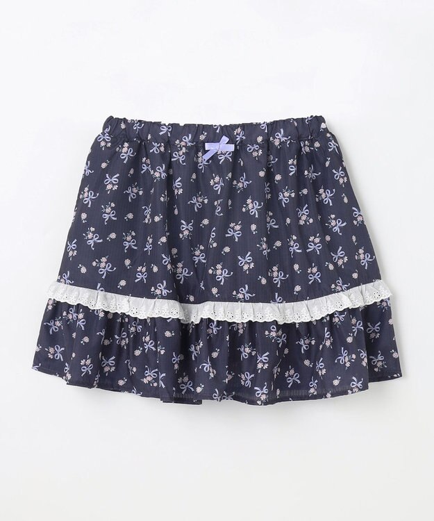 ANY KIDS フラワー×リボン スカパン ネイビー