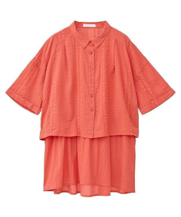 Green Parks Ｉ　ＳＥＴ２点　ギャザーシャツ＋布帛インナー Red