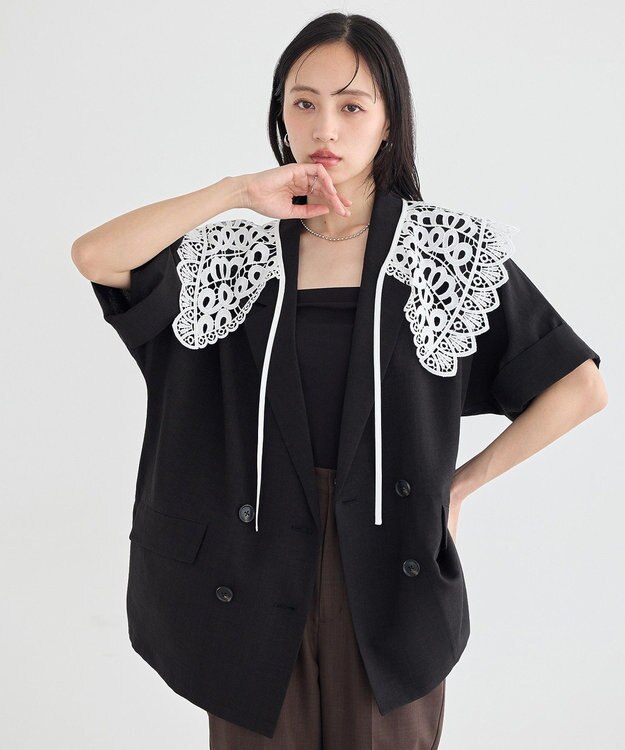 earth music&ecology レースつけ襟 Off White