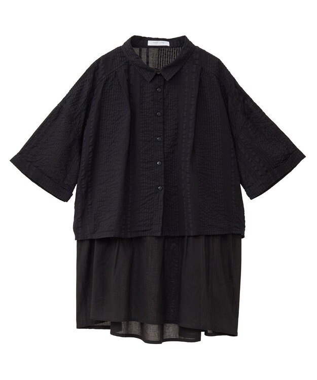 Green Parks Ｉ　ＳＥＴ２点　ギャザーシャツ＋布帛インナー Black
