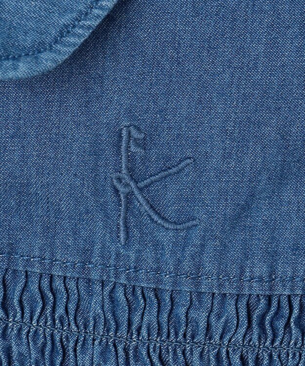 組曲 KIDS 【110-140㎝】 フラワーボタンデニムワンピース ネイビー