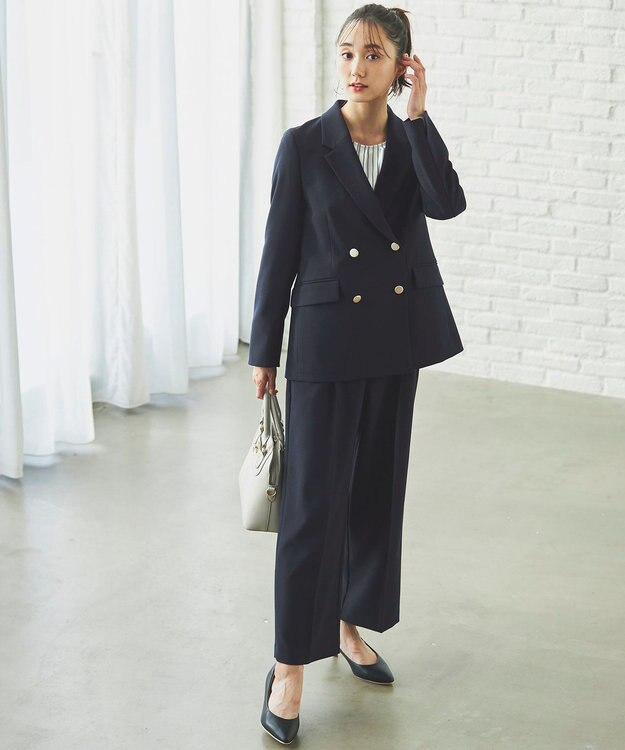 ANY SIS 【WEB・一部店舗限定】褒めらレディワイド パンツ ネイビー