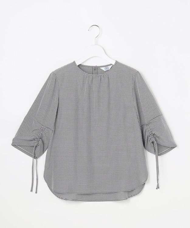 J.PRESS LADIES L 【一枚で着映え】アセVisギンガム ギンガム ブラウス ブラックチェック系