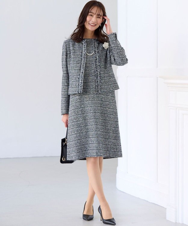 組曲 S 【KUMIKYOKU NAVY】ラメループモールツイード ジャケット ネイビー系1