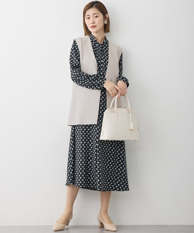 23区 ブガッティ型 2WAY ハンドバッグ アイボリー系