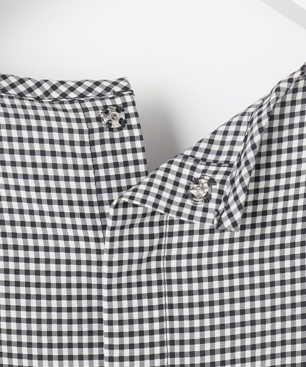 J.PRESS LADIES L 【一枚で着映え】アセVisギンガム ギンガム ブラウス ブラックチェック系