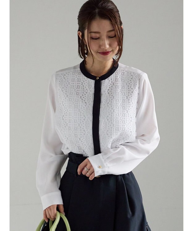 Te chichi 【WEB限定カラーあり】フロントレースブラウス オフホワイト