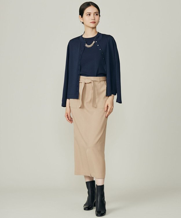 自由区 L 【アンサンブル対応】アセテートコットン カーディガン ネイビー