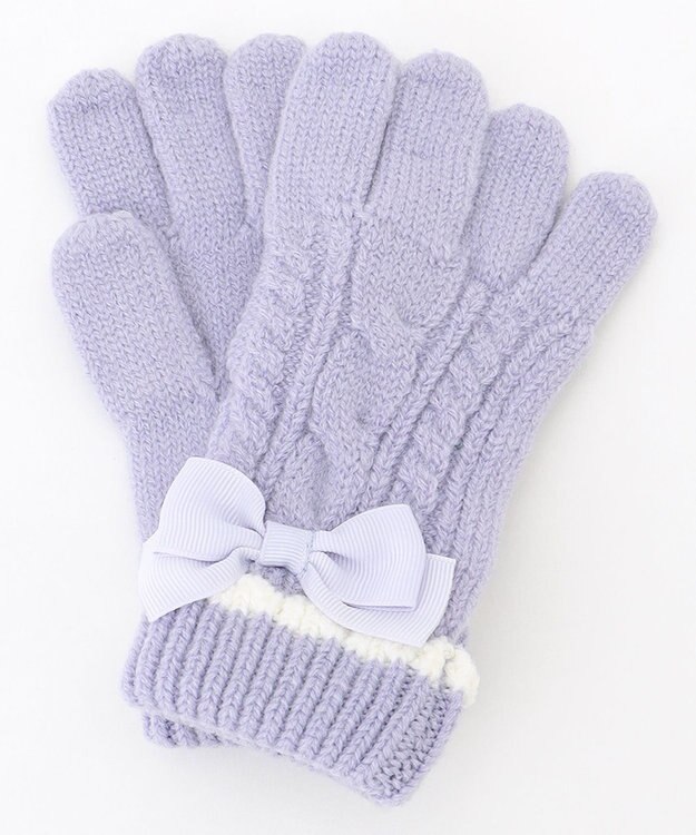 ANY KIDS ケーブルリボン手袋 ラベンダー