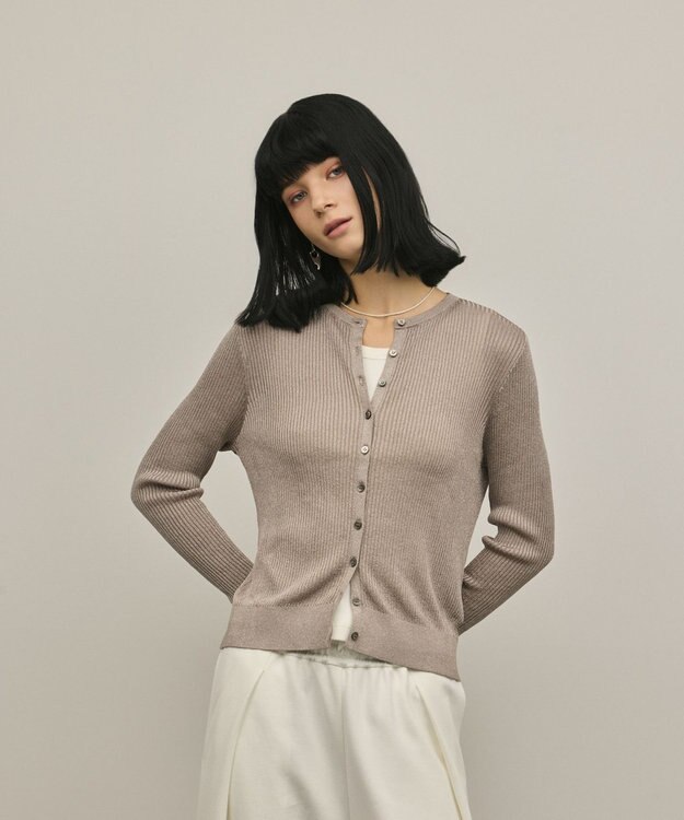 GRACE CONTINENTAL ハイゲージラメニットカーディガン グレー