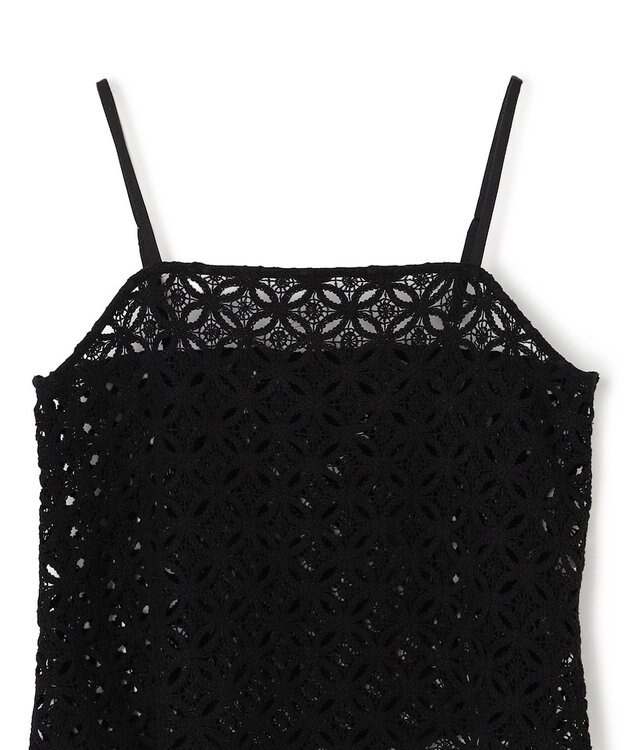 UNFILO L 【2点セット】ラッセルレース キャミレイヤード Tシャツ ブラック