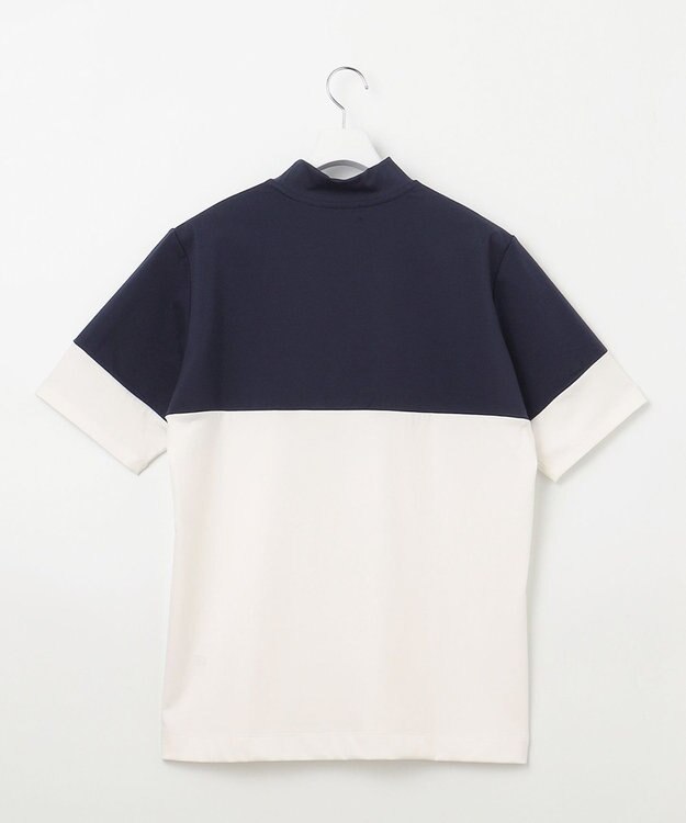 23区GOLF 【MEN】【UVケア】バイカラー 半袖モックネックシャツ ネイビー系