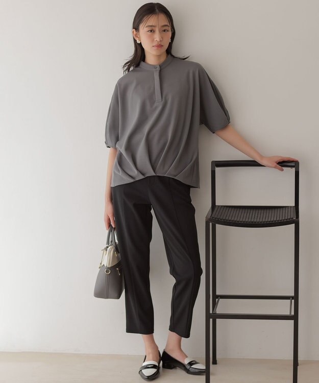 組曲 【WEB限定】ジョーゼットジャージードルマンスリーブ ブラウス グレー系