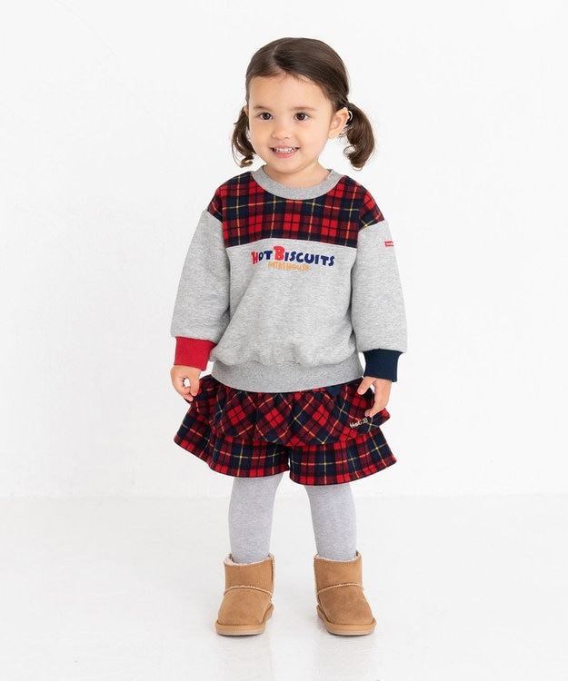 MIKI HOUSE HOT BISCUITS 【80-120cm】 チェック柄 キュロットスカート 赤