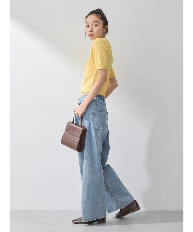 earth music&ecology ツイストブークレ半袖プルオーバー Light Yellow